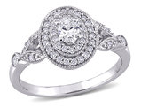 1/2 Carat (ctw H-I, I1-I2) Diamond Engagement Halo Ring in 14K White Gold